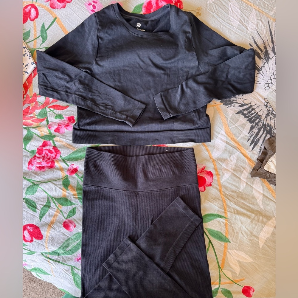 All in Motion Black Ribbed workout set